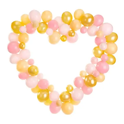 Ballongfigur Guld/Rosa Hjärta Stort