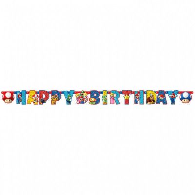 Banderoll Super Mario Bros 190 cm