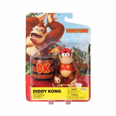 Donkey Kong Figur 10cm Diddy Kong with DK Barrel - Donkey Kong -  Leksaksaffären