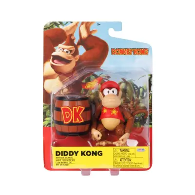 Donkey Kong Figur 10cm Diddy Kong with DK Barrel - Donkey Kong -  Leksaksaffären