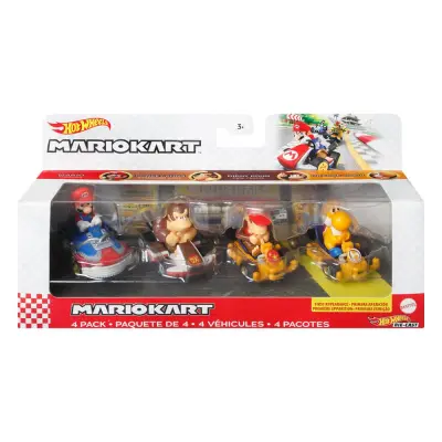 Hot Wheels Mario Kart Mario, Donkey Kong, Diddy Kong, Orange Yoshi