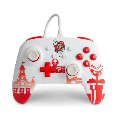 PowerA Enhanced Wired Controller For Nintendo Switch - Mario Red/White