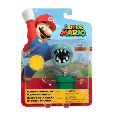 Super Mario Figur 10cm Bone Piranha Plant with Coin