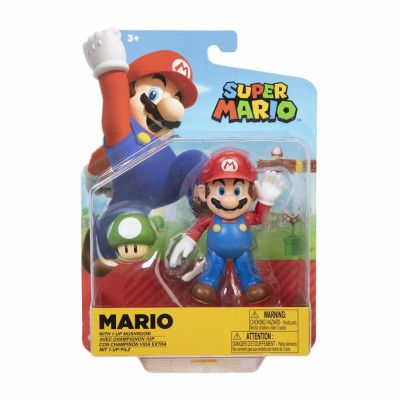 Super Mario Figur 10cm Mario with 1-up Mushroom - Super Mario -  Leksaksaffären
