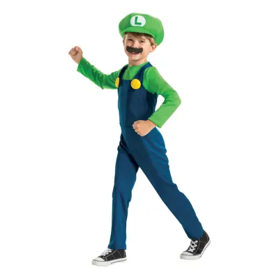 Super Mario Luigi Barn Maskeraddräkt - Medium