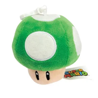 Super Mario Mjukdjur med clip Green Mushroom - Super Mario -  Leksaksaffären
