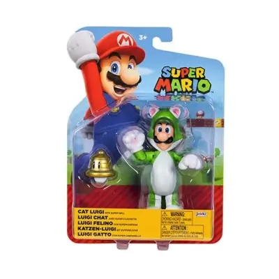 Super Mario Figur 10cm W42 Cat Luigi with Bell - Super Mario -  Leksaksaffären