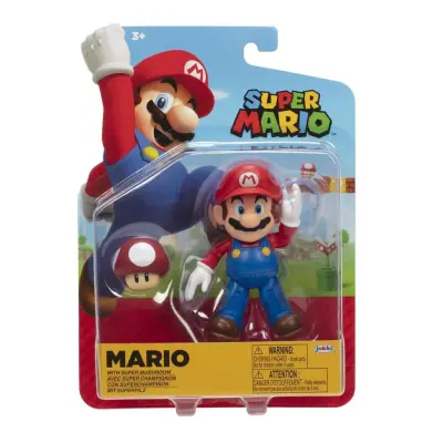 Super Mario Figur 10cm w42 Mario With Super Mushroom - Super Mario -  Leksaksaffären