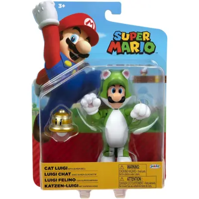 Super Mario Figur 10cm w45 Cat Luigi - Super Mario -  Leksaksaffären