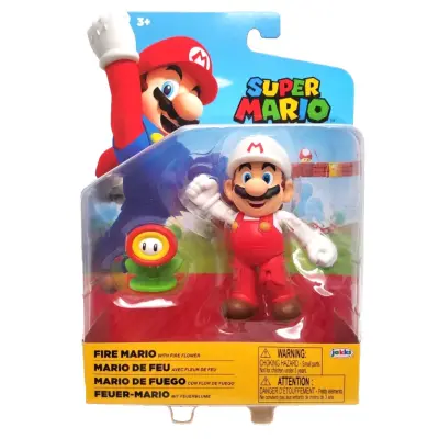 Super Mario Figur 10cm w46 Fire Mario with Fire Flower - Super Mario -  Leksaksaffären