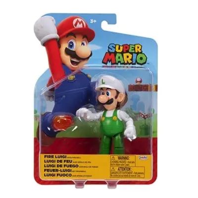 Super Mario Figur 10cm W48 Fire Luigi - Super Mario -  Leksaksaffären