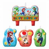 Tårtljus Super Mario - 4-pack