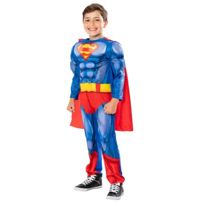 Rubies - Superman Padded Suit w. Cape - (98-104 cm)