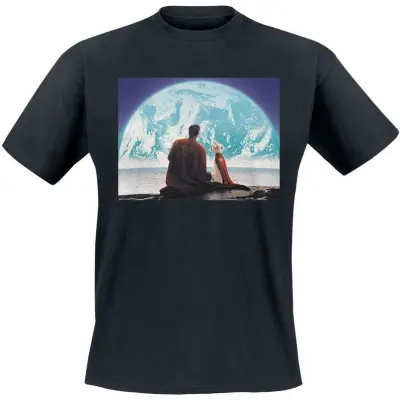 Superman - DC Comics T-shirt - 2025 - Superman Looking At Earth Krypto Cape - S 3XL - för Herr - svart