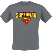 Superman - DC Comics T-shirt - Blockletter Logo - S XXL - för Herr - mörkgrå