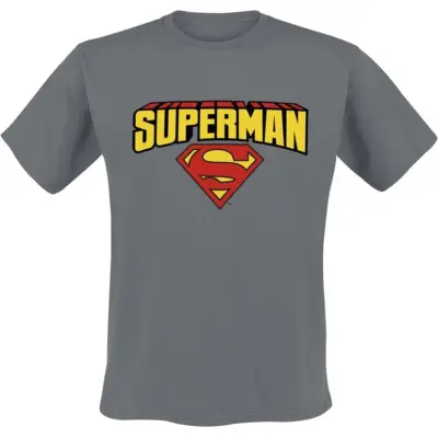 Superman - DC Comics T-shirt - Blockletter Logo - S XXL - för Herr - mörkgrå