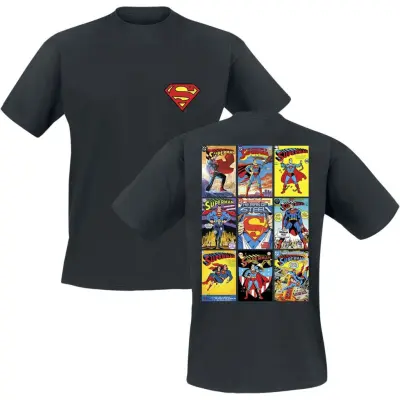 Superman - DC Comics T-shirt - Comic Book Covers - M 3XL - för Herr - svart