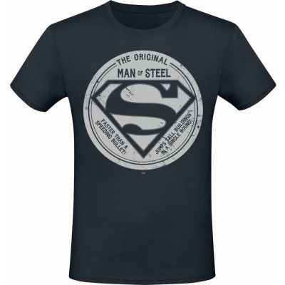Superman - DC Comics T-shirt - Man Of Steel - S XXL - för Herr - svart