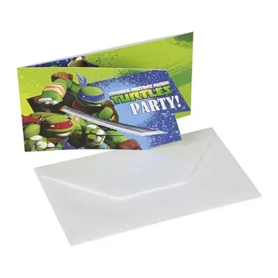 Inbjudningskort Turtles - 6-pack