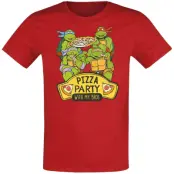 Teenage Mutant Ninja Turtles - Anime T-shirt - Barn - Pizza Party - 116 152 - för barn - röd