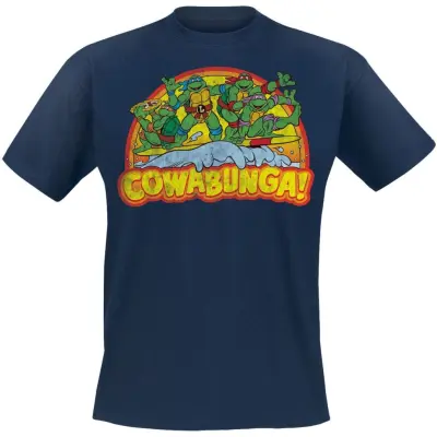 Teenage Mutant Ninja Turtles - Anime T-shirt - Cowabunga - S XXL - för Herr - marinblå