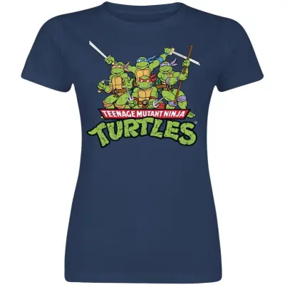 Teenage Mutant Ninja Turtles T-shirt - Turtles Distressed Group - S XL - för Dam - marinblå