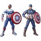 Marvel Legends Captain America - Sam Wilson & Steve Rogers 2-pack - SKADAD FÖRPACKNING