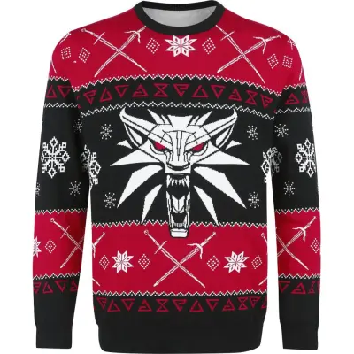 The Witcher - gaming Christmas jumper - Dreaming Of A White Wolf - L - för Herr - svart