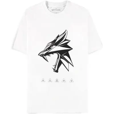 The Witcher - gaming T-shirt - Wolf Head - S XXL - för Herr - vit
