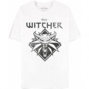 The Witcher - gaming T-shirt - Wolf Logo - S XXL - för Herr - vit