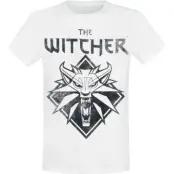 The Witcher - gaming T-shirt - Wolf Logo - S L - för Herr - vit