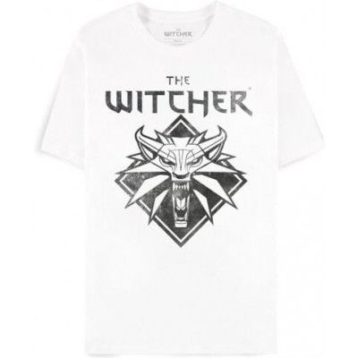 The Witcher - gaming T-shirt - Wolf Logo - S XXL - för Herr - vit