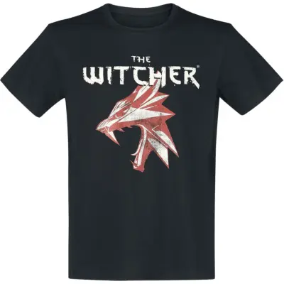 The Witcher - gaming T-shirt - Wolf Symbol - S XXL - för Herr - svart