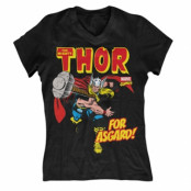 Thor - For Asgard! Girly V-Neck T-Shirt, Girly V-Neck T-Shirt