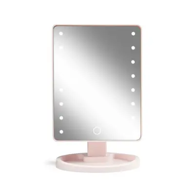 Gillian Jones - Hollywood mirror with Touch, LED light and USB-C - Rosa