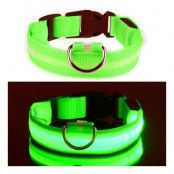 LED Hundhalsband - Grön - Large