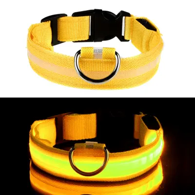 LED Hundhalsband - Gul - Small