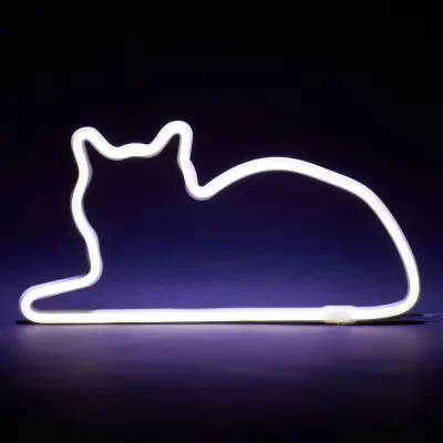 Mustard LED-lampa Katt Neon