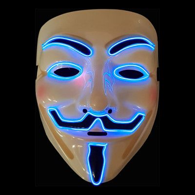 EL Wire V For Vendetta LED Mask - Blå