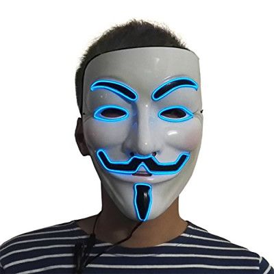 EL Wire V For Vendetta LED Mask - Grön