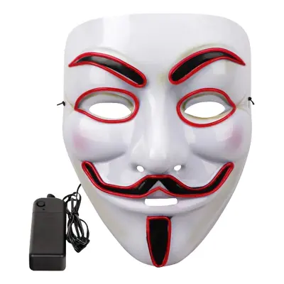 EL Wire V For Vendetta LED Mask - Röd