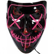 Svart Anonymous Mask med Rosa LED-Ljus