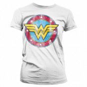 Wonder Woman Distressed Logo Girly Tee