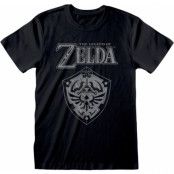 The Legend Of Zelda - gaming T-shirt - Distressed Shield - L XXL - för  svart