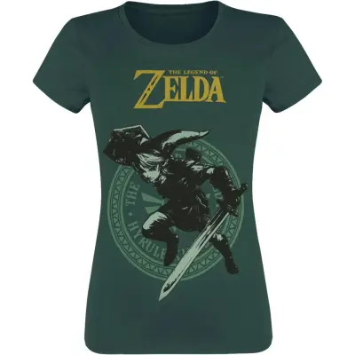 The Legend Of Zelda - gaming T-shirt - Link Pose - M XXL - för Dam - mörkgrön