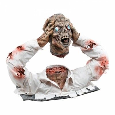 Avhugget Zombiehuvud med Torso Prop