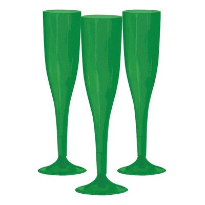 Champagneglas av Plast Gröna - 20-pack