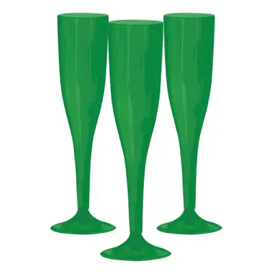 Champagneglas av Plast Gröna - 20-pack