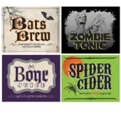 Flasketiketter till Halloween 4-pack