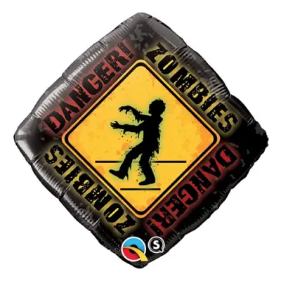 Folieballong Varning för Zombies